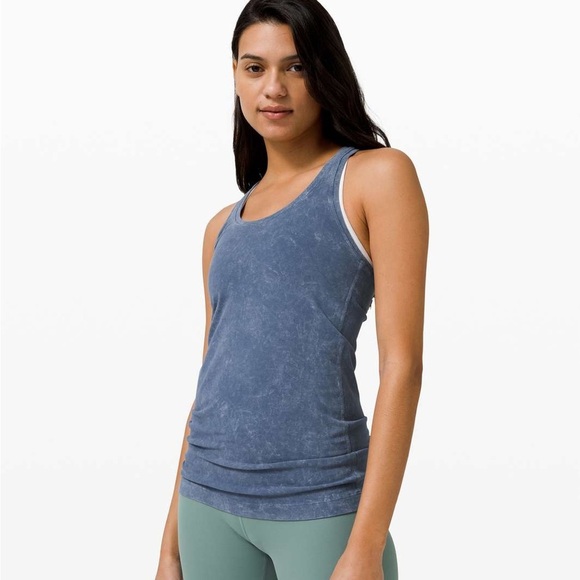 Lululemon Cool Racerback II Blue Wash Dye Tank Top - Picture 1 of 9